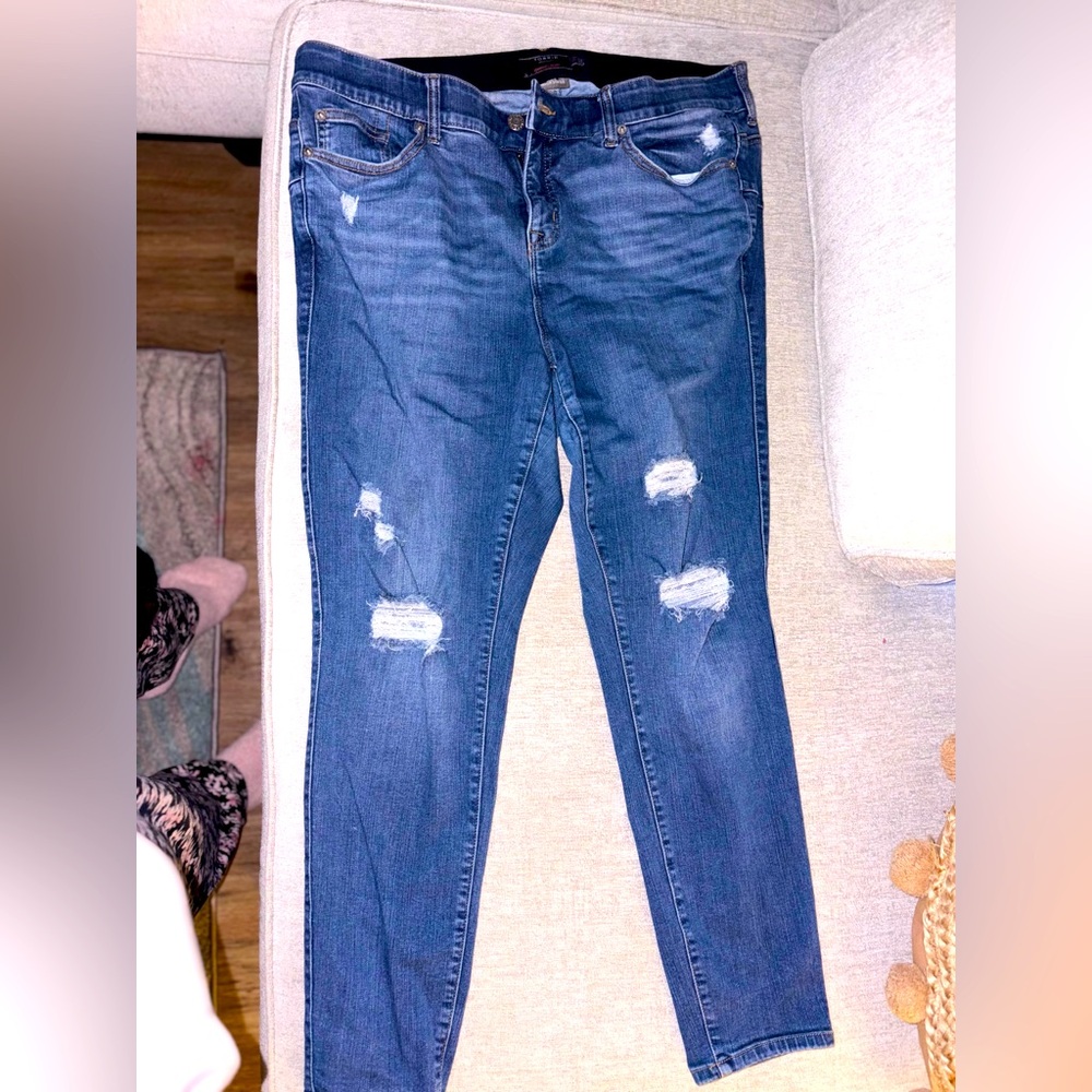 Torrid Blue Skinny Distressed Jeans